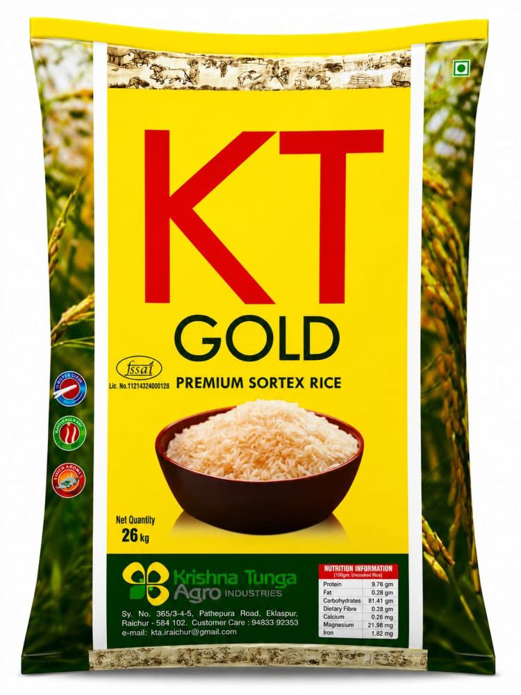 KT Gold Brand Sona Steam Rice 26Kg