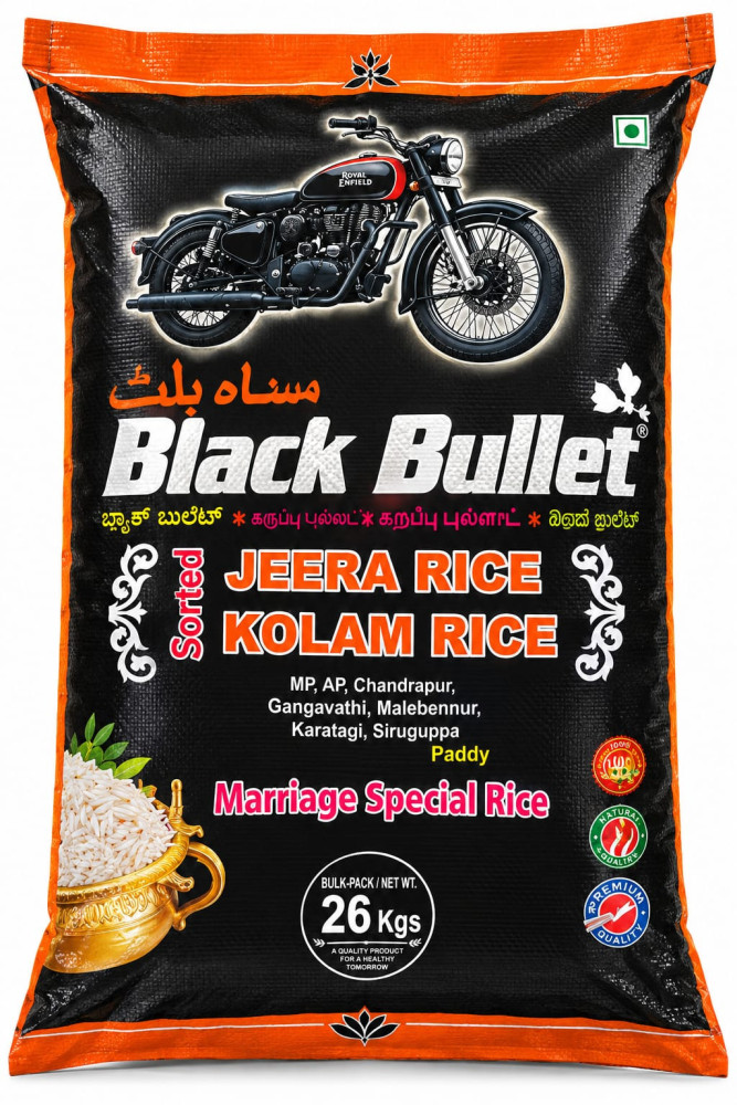 Black Bullet Brand Steam Rice 26Kg