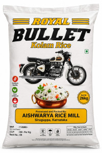 White Aishwarya Royal Bullet Steam Rice 26Kg
